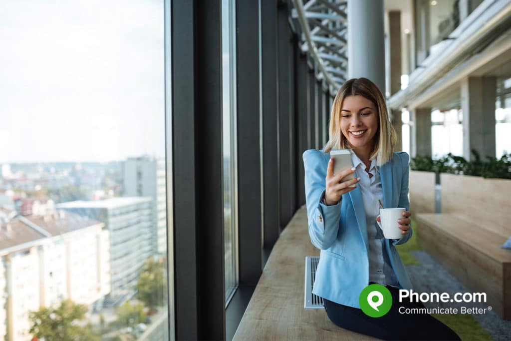 woman using voip phone service