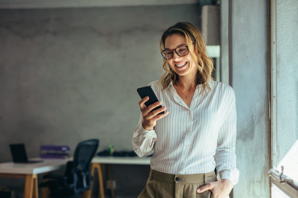 Business woman on a mobile phone.